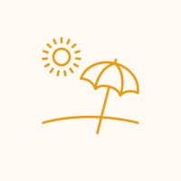 Ein Sonnenschirm am Strand