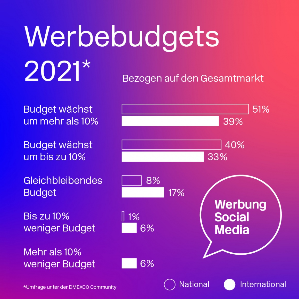 Grafik über die Werbebudgets 2021 auf Social Media...