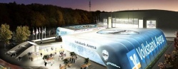 Die Volksbank Arena- ausgestattet mit Werbemitteln von Erler+Pless...