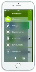 Startmenü der NuBON App für iOS.