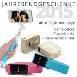 Mit im Produkt-Portfolio sind personalisierte Selfie-Sticks, Powerbanks oder...