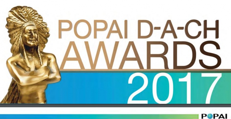 Logo des POPAI Awards - Indianer mit Häuptlingkopfschmuck...