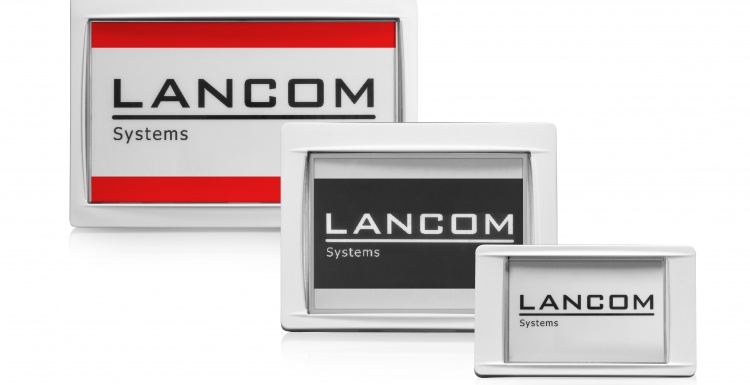 Foto: LANCOM Wireless ePaper Displays in rot, weiß und schwarz; copyright:...
