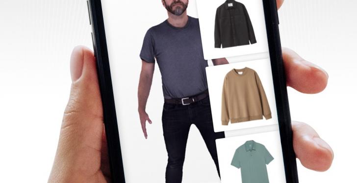Digitale Umkleide auf Smartphonebildschirm