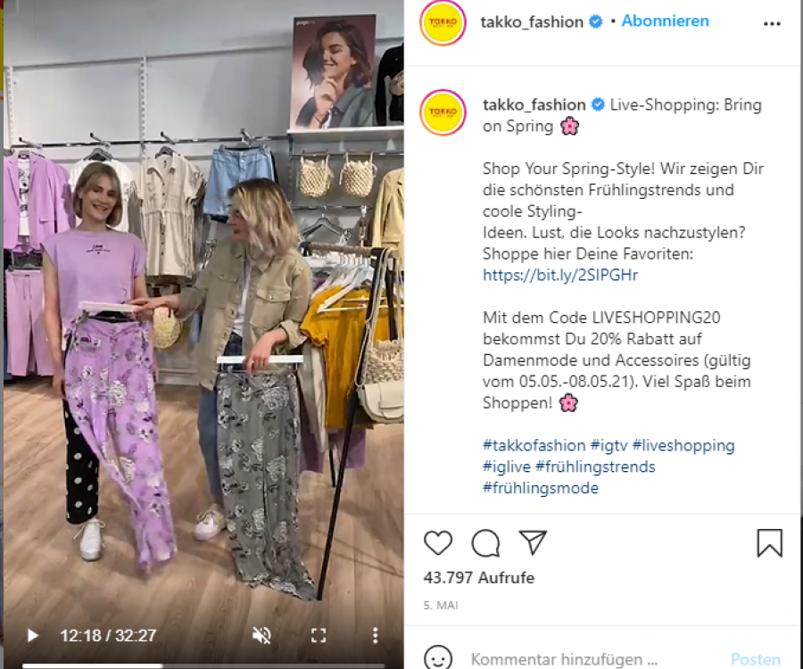 Foto: Live-Shopping-Event auf Instagram