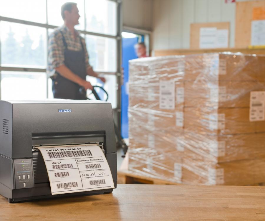 Foto: Paletten-Labels drucken mit Citizen-Drucker CL-S6621...