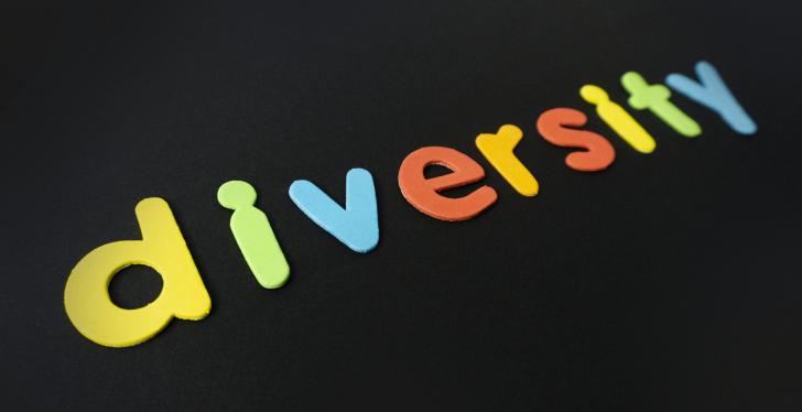 Ein Schriftzug diversity in bunten Buchstaben
