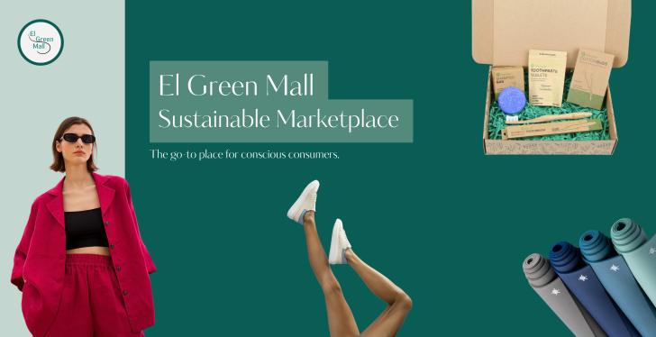 Banner der El Green Mall; Text: El Green Mall Sustainable Marketplace...