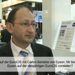 Thumbnail-Foto: Carlos Serratos, Epson, im Gespräch mit EuroCIS TV...