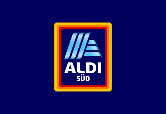 Das Aldi Süd Logo auf blauem Hintergrund