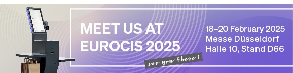 Eine Grafik mit dem Text : MEET US AT EuroCIS 2025....