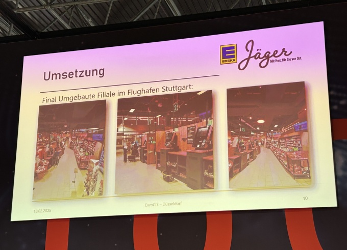 Eine PowerPoint-Slide, die Bilder aus dem umgebauten Edeka Jäger zeigt....