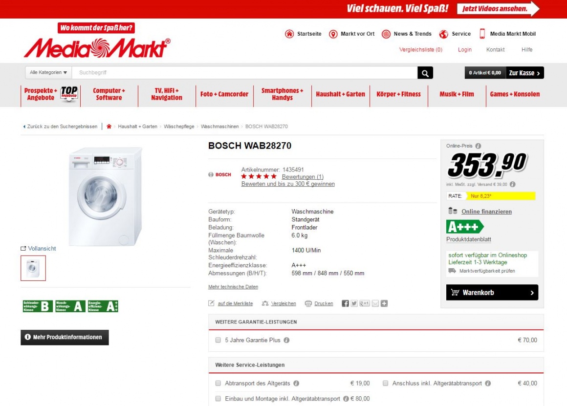 Foto: Media Markt Österreich, Produktinformationen auf Homepage; copyright:...