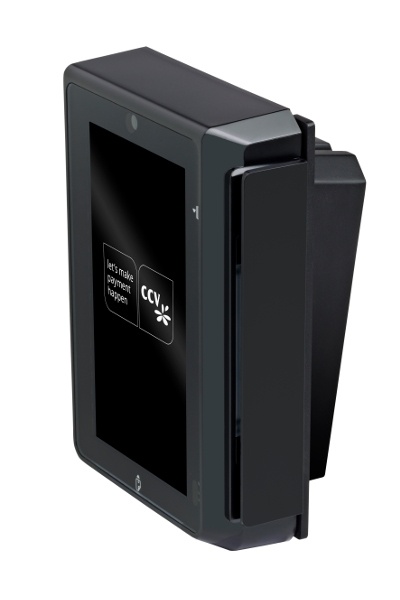 Ein schwarzer, rechteckiger Kasten: das Automatenterminal CCV IM 30...