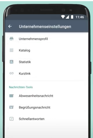 Screenshot Smartphone mit WhatsApp Business App