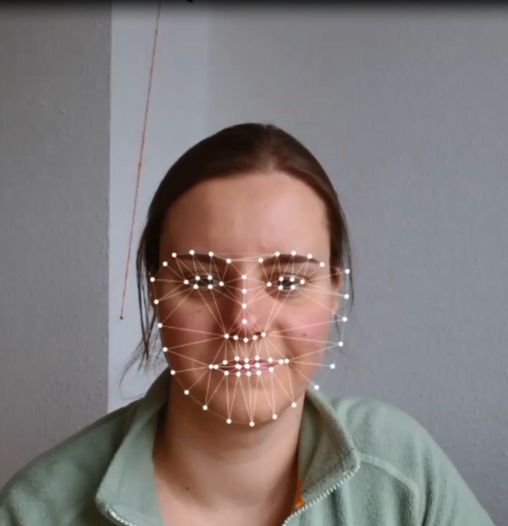 Frau mit virtuellen Punkten im Gesicht